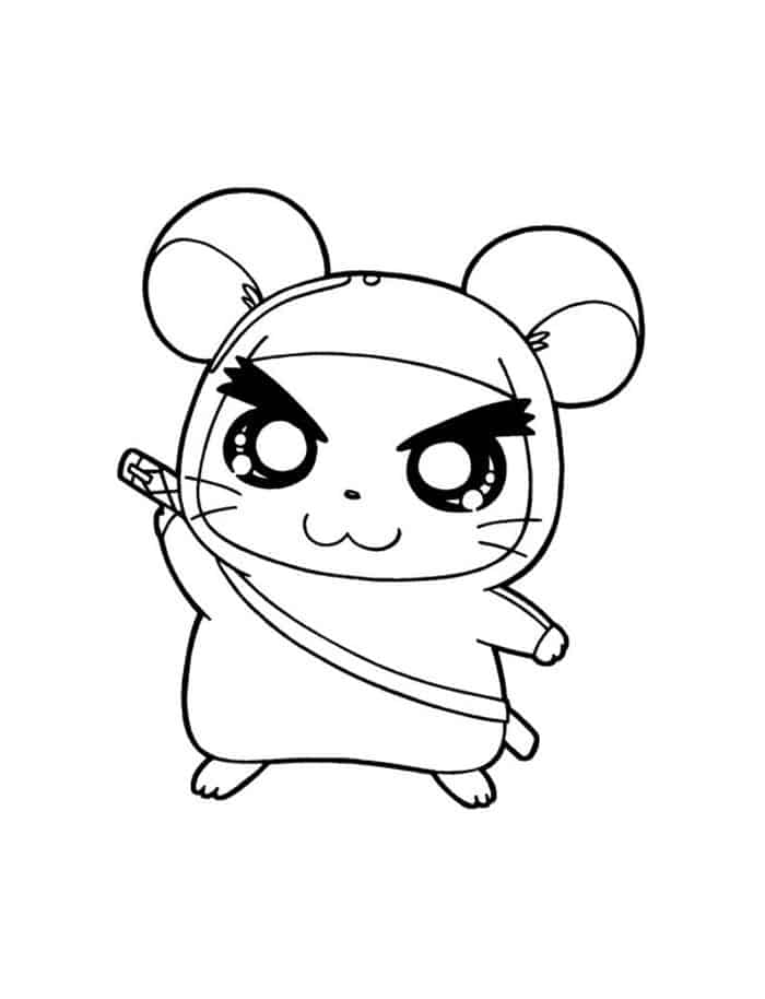 Cute Animal Coloring Pages Hamster Ninja