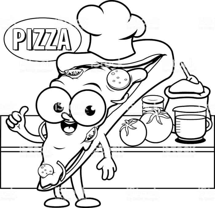 Cute Pizza Coloring Pages