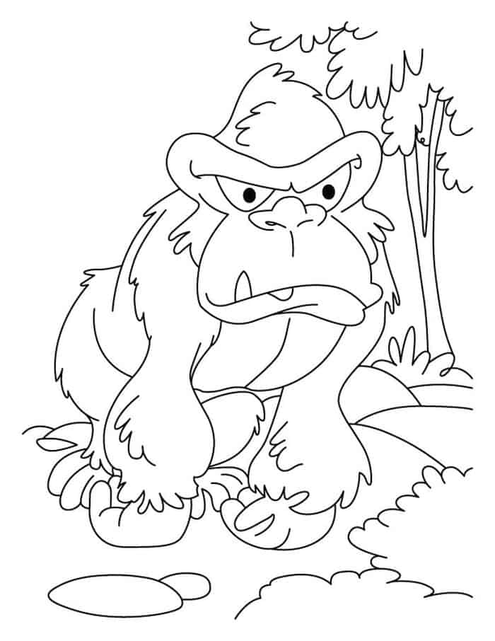 Free Printable Gorilla Kindergarten Coloring Pages