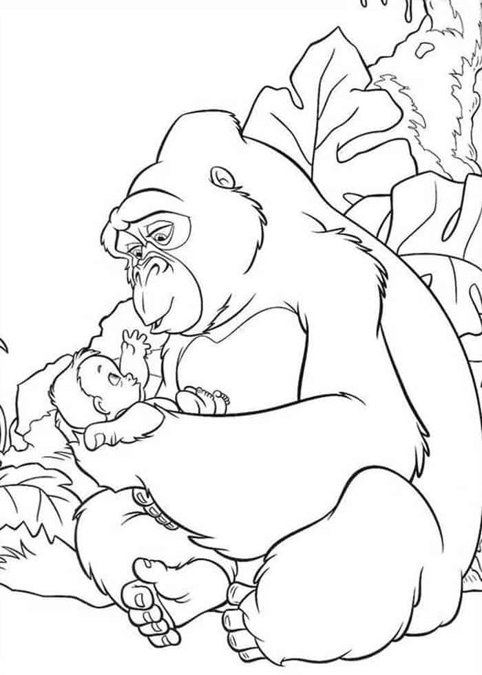 Gorilla With Baby Coloring Pages