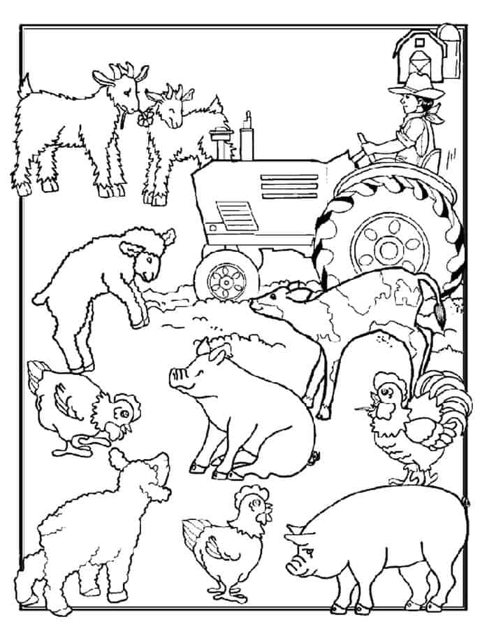 Kids Farm Animal Coloring Pages
