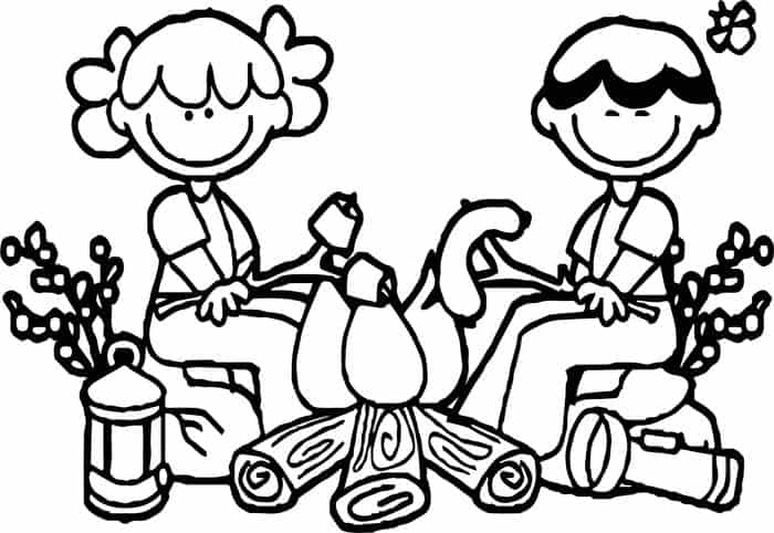 Marshmallow Camping Coloring Pages
