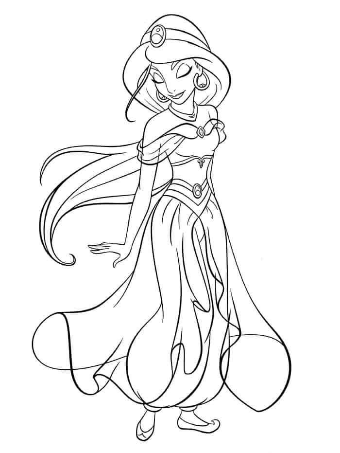 Princess Jasmine Coloring Pages For Kids