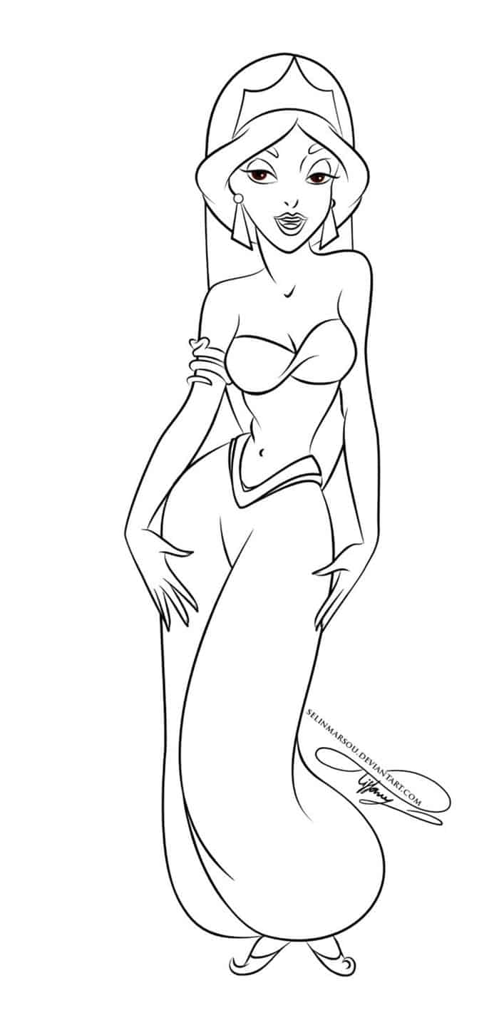 Prinncess Jasmine Coloring Pages