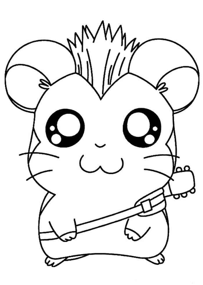 Super Cute Animal Coloring Pages Hamster Rockstar