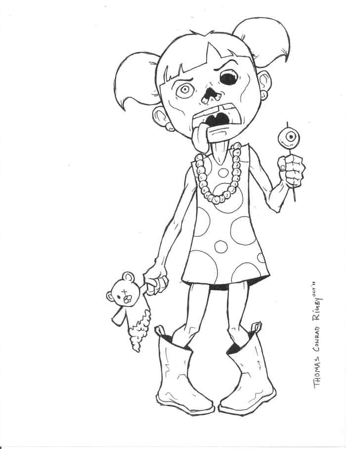 Zombie Pin Up Girl Coloring Pages