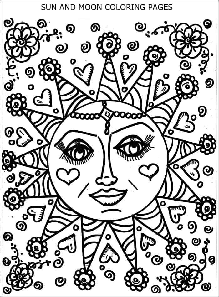 adult coloring pages sun and moon
