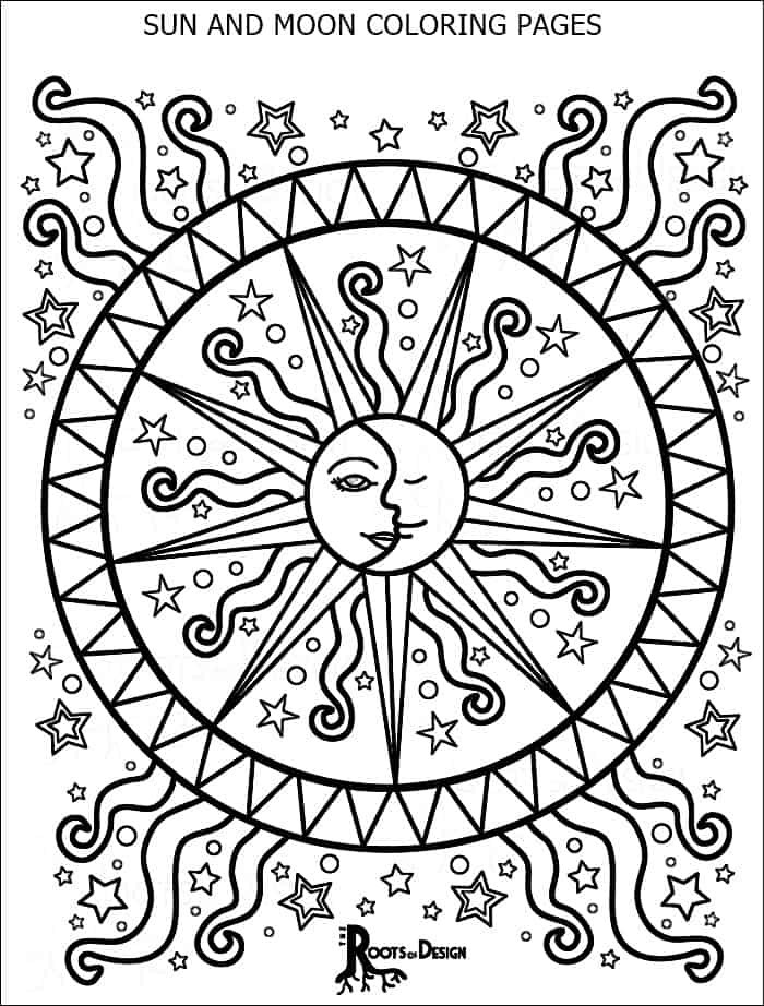 sun and moon coloring pages for adults