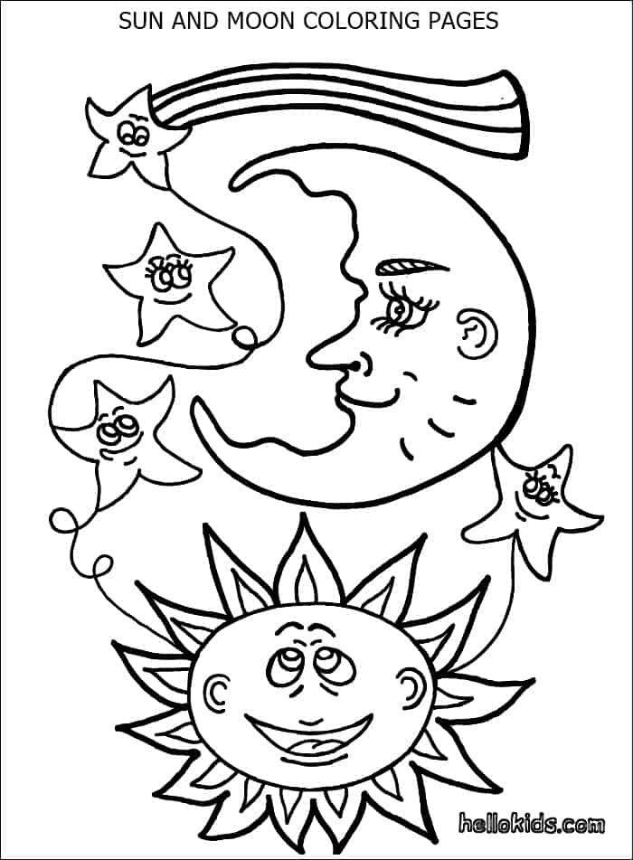 sun moon and stars coloring pages