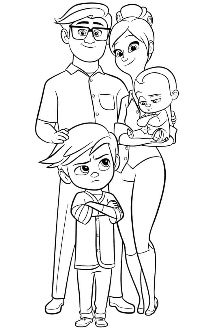 Big Baby Boss With Parents Coloring Pages