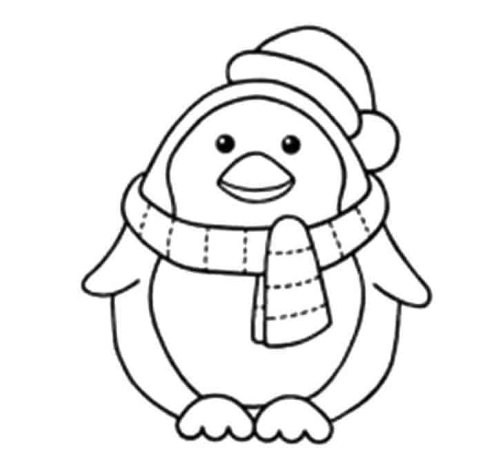 Christmas Baby Penguin Coloring Pages