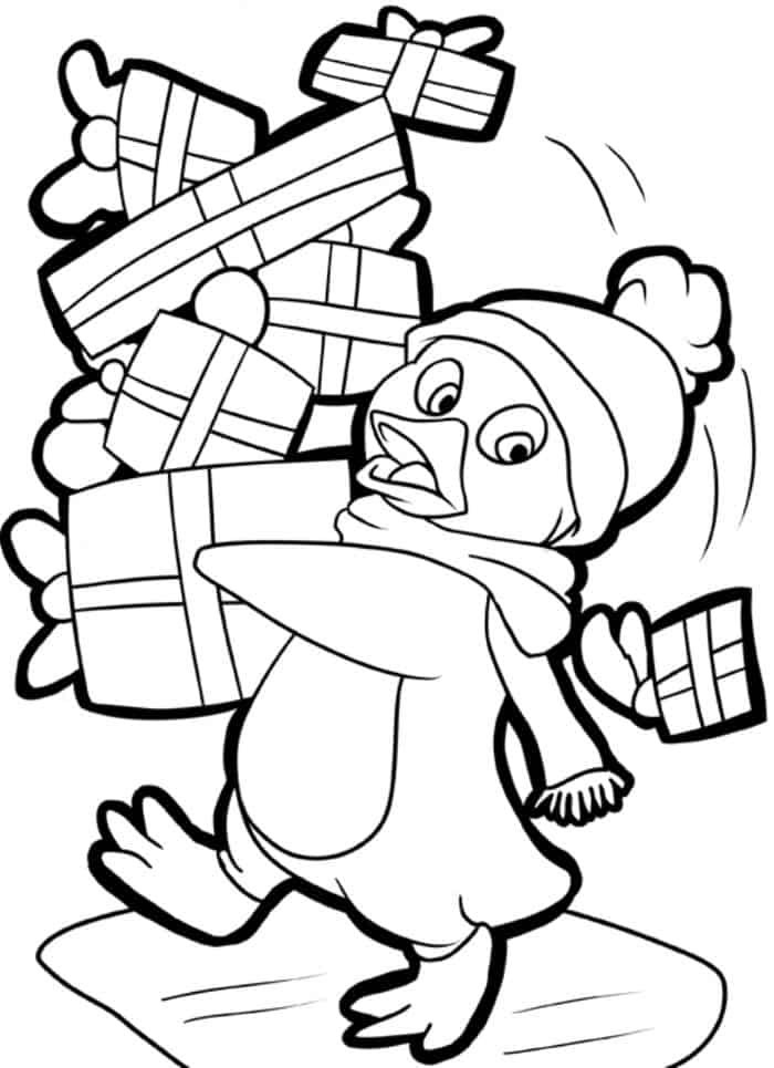 Christmas Penguin Coloring Pages Printable