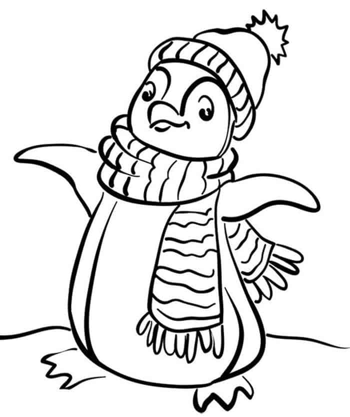 Christmas Penguin Coloring Pages