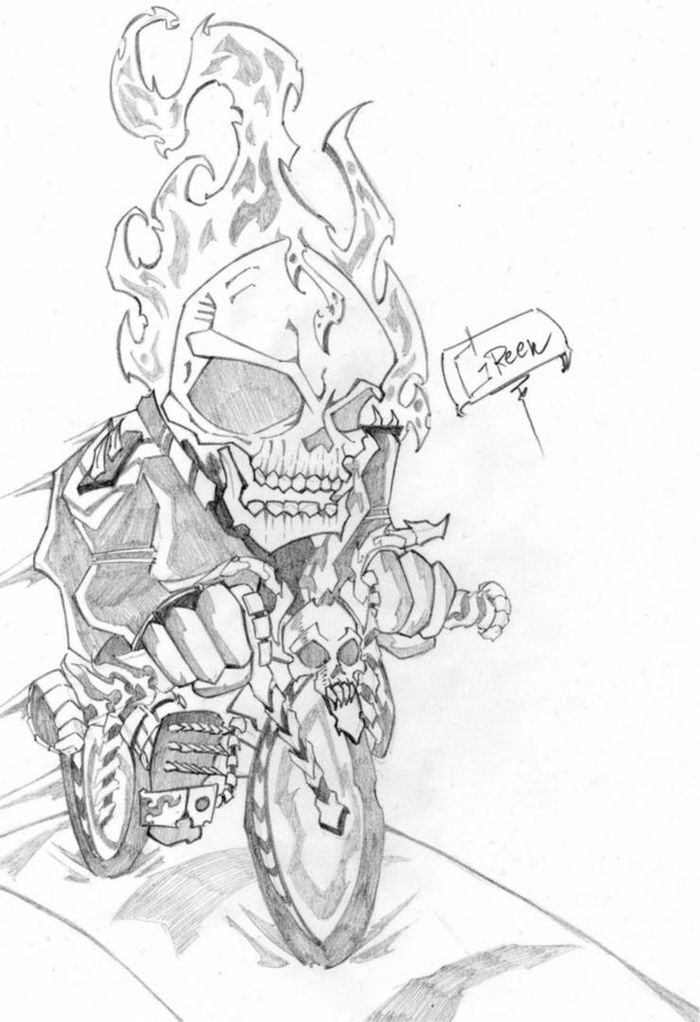 Ghost Rider Coloring Pages Easy