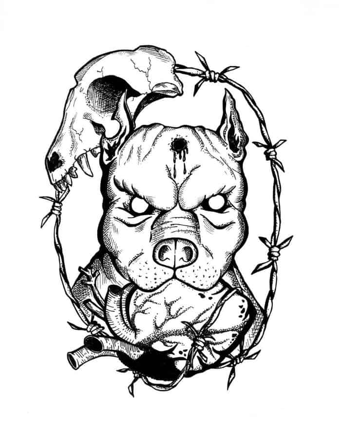 Sugar Skull Pitbull Coloring Pages