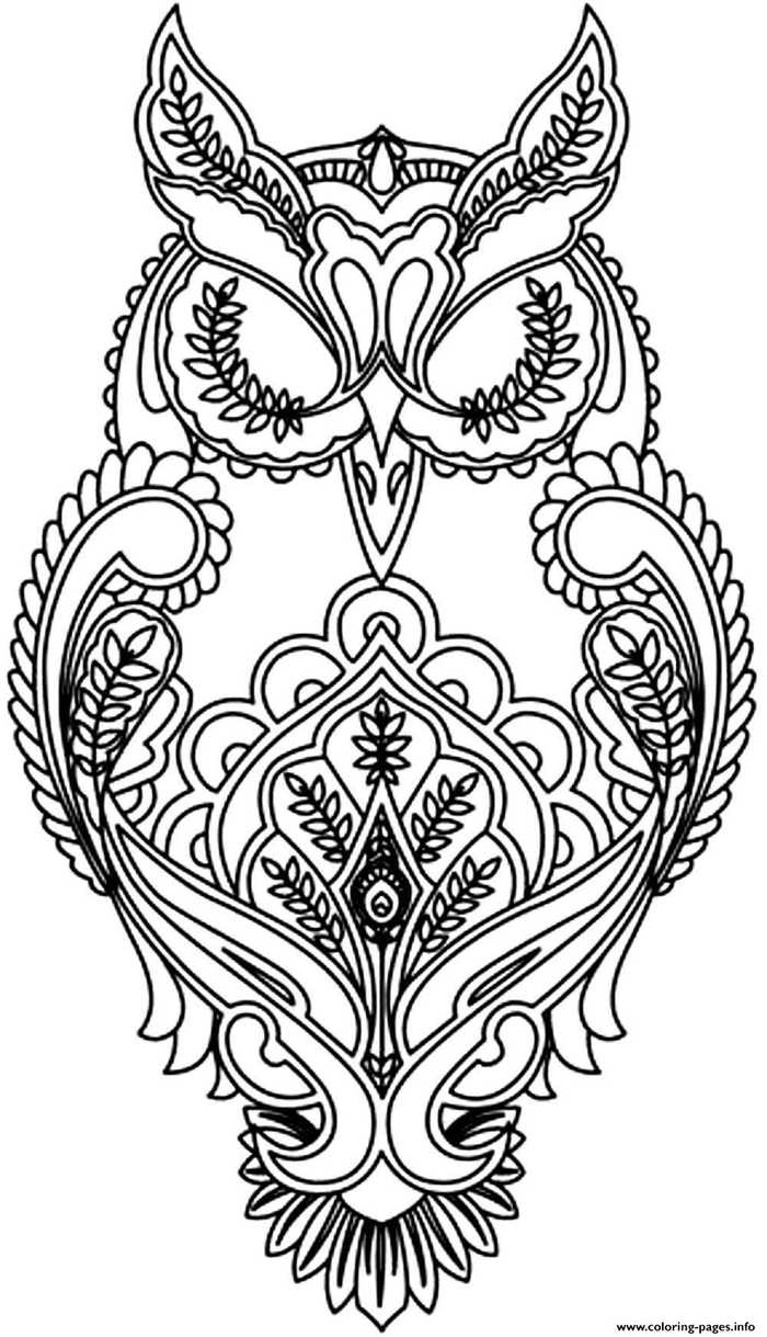 Zen Owl Coloring Page For Adults