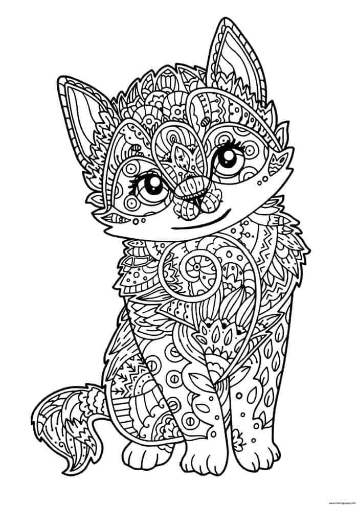 Zentangle Cat Coloring Pages