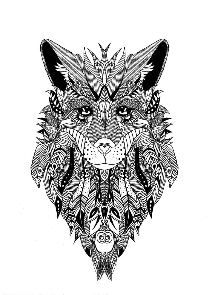 Zentangle Fox Coloring Pages